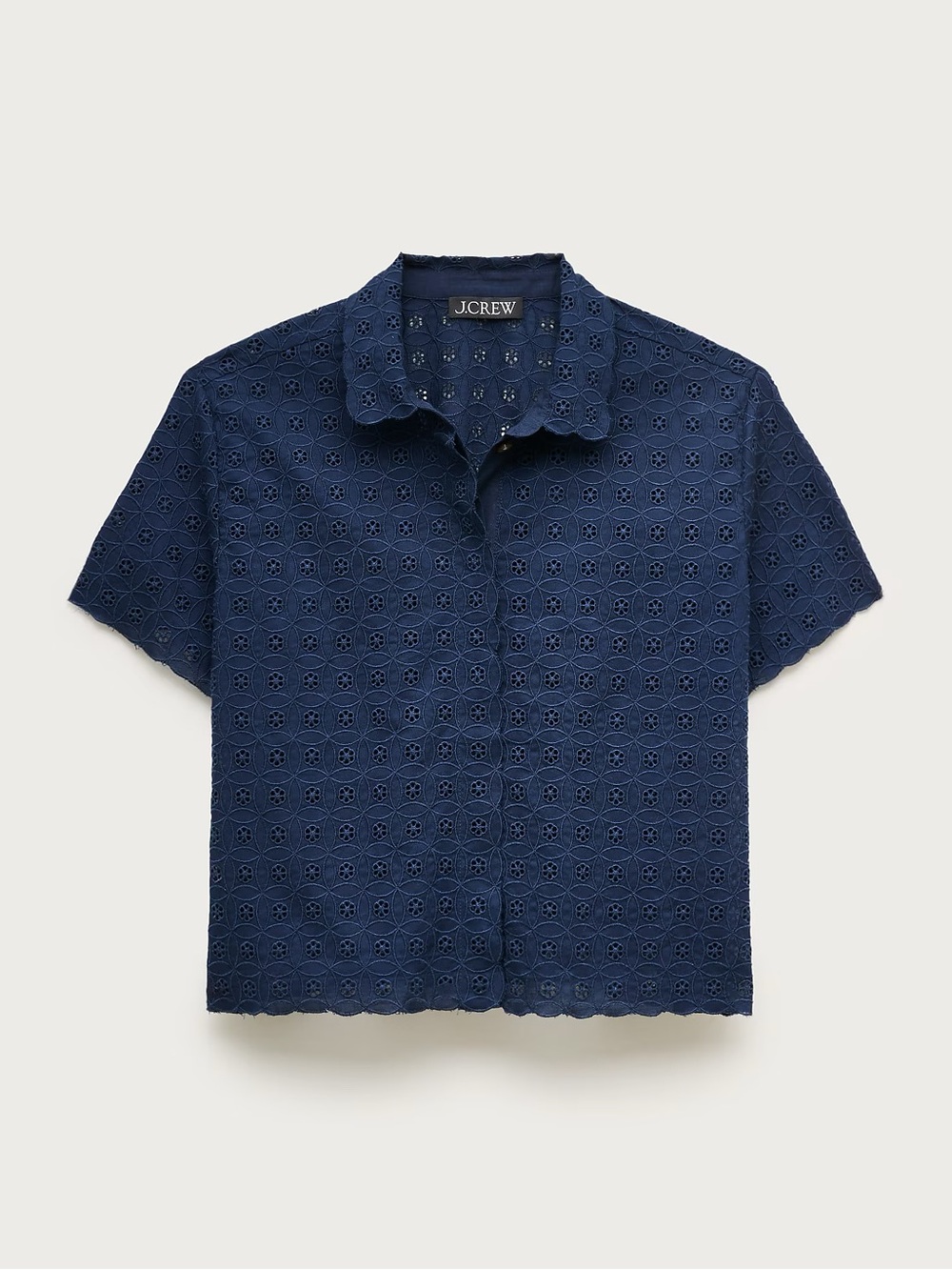 J.Crew Gamine Button-Up Shirt in Eyelet Navy Size 6 NWT
